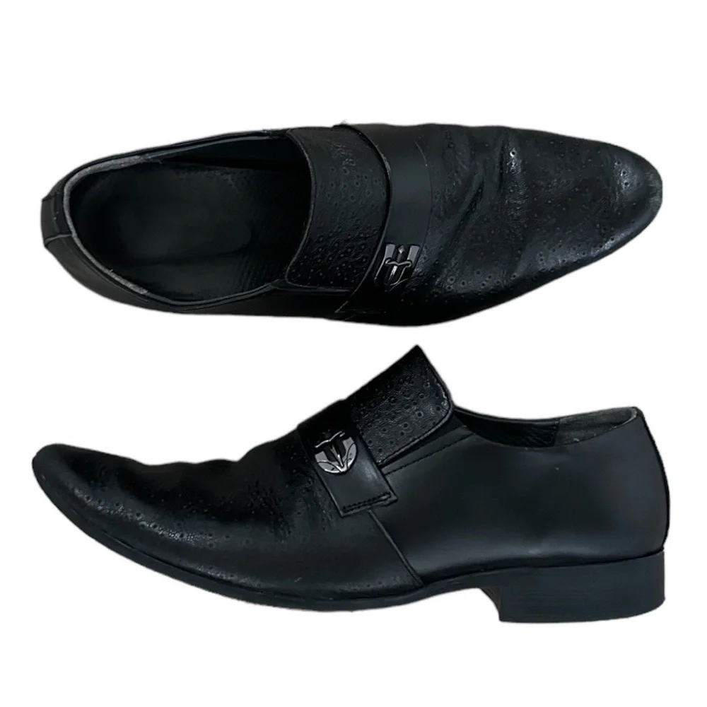Mochi Men’s Black Leather Dress Slip On Shoes Moccasins size 42 (9)